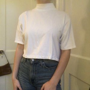 brandy melville white mock neck t shirt